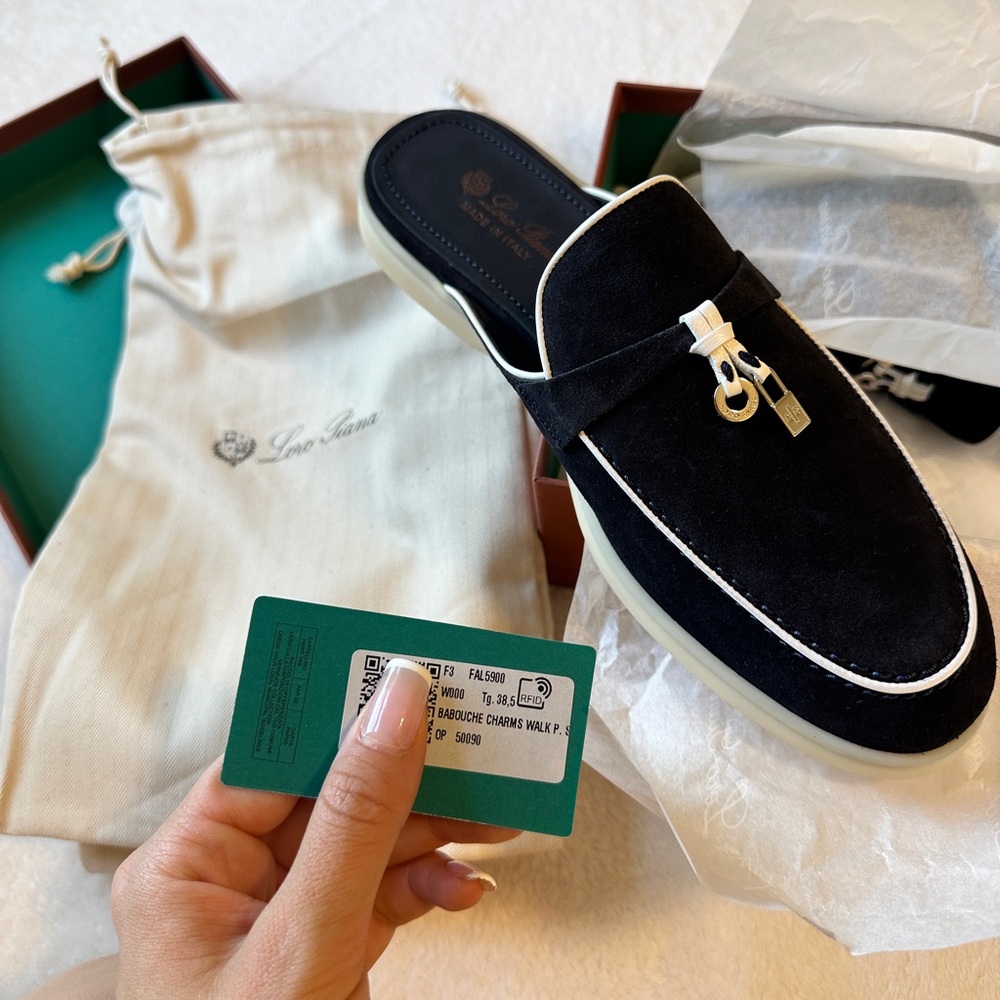 Loro Piana Summerwalk Babouche Loafers, 38.5
